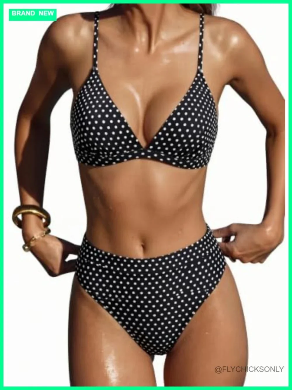 High Waisted Triangle Bikini Set Two Piece Swimsuits Push Up Adjustable Straps